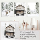 Christmas Theme Wall Art Set. Reindeer, Log Cabin, Forest by Wall Art Set