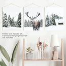 3 Piece Christmas Wall Art. Forest, Log Cabin, Reindeer