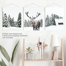 3 Piece Christmas Wall Art. Forest, Log Cabin, Reindeer by Wall Art Set