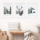 3 Piece Christmas Wall Art. Forest, Log Cabin, Reindeer by Wall Art Set
