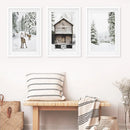 Christmas Theme Wall Art Set. Reindeer, Log Cabin, Forest by Wall Art Set