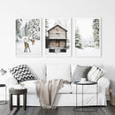 Christmas Theme Wall Art Set. Reindeer, Log Cabin, Forest by Wall Art Set