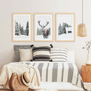 3 Piece Christmas Wall Art. Forest, Log Cabin, Reindeer by Wall Art Set