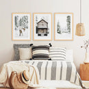 Christmas Theme Wall Art Set. Reindeer, Log Cabin, Forest by Wall Art Set