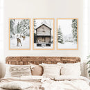 Christmas Theme Wall Art Set. Reindeer, Log Cabin, Forest by Wall Art Set