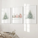 Winter Evergreen Tree Xmas Decor Wall Art Posters by Wall Art Set