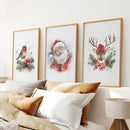 Christmas Print Set of 3: Santa, Reindeer, Holiday Wall Art by Wall Art Set