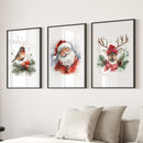 Christmas Print Set of 3: Santa, Reindeer, Holiday Wall Art by Wall Art Set