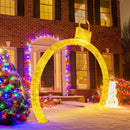10.5 Feet Christmas Pre-Lit Arch with Gold Ornament Cap and 300 Warm White LED Lights by LJGDeals