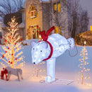 4.5 Feet Christmas Skiing Polar Bear with LED Lights and Ground Stakes by LJGDeals