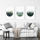 Nordic Forest Circle Wall Art. Set of 3 Scandinavian Prints by Wall Art Set