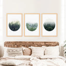 Nordic Forest Circle Wall Art. Set of 3 Scandinavian Prints by Wall Art Set