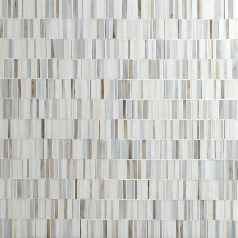 MSI Citi Stax Greige Glass Mosaic Tile 12"x12"