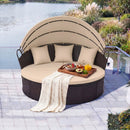 Round Patio Daybed with Retractable Canopy and Cushions by LJGDeals