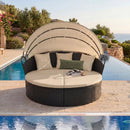 Round Patio Daybed with Retractable Canopy and Cushions by LJGDeals
