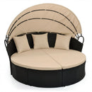 Round Patio Daybed with Retractable Canopy and Cushions by LJGDeals