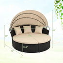 Round Patio Daybed with Retractable Canopy and Cushions by LJGDeals