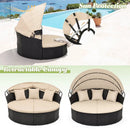 Round Patio Daybed with Retractable Canopy and Cushions by LJGDeals