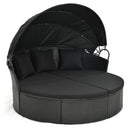 Clamshell Patio Round Daybed Wicker with Retractable Canopy and Pillows by LJGDeals