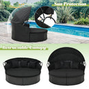 Clamshell Patio Round Daybed Wicker with Retractable Canopy and Pillows by LJGDeals