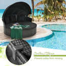 Clamshell Patio Round Daybed Wicker with Retractable Canopy and Pillows by DirectDeals