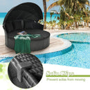 Clamshell Patio Round Daybed Wicker with Retractable Canopy and Pillows by LJGDeals