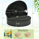 Clamshell Patio Round Daybed Wicker with Retractable Canopy and Pillows by DirectDeals