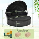 Clamshell Patio Round Daybed Wicker with Retractable Canopy and Pillows by LJGDeals