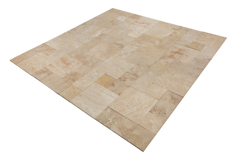 Classic Beige Cross-Cut Mini Pattern Set Travertine Tile