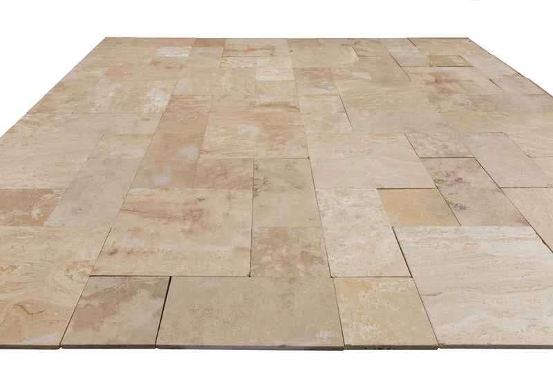 Classic Beige Cross-Cut Mini Pattern Set Travertine Tile