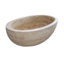 Classic Beige Natural Stone Ellipse Shape Hand-Carved Unique Travertine Bathtub(W)70" (L)35" (H)20"