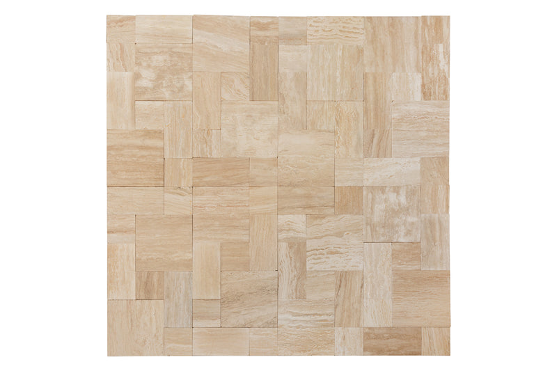 Classic Beige Vein-Cut Mini Pattern Set Travertine Tile