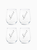 Classic Cheers (Black) - RESERVE 16oz Stemless Wine Tritan™ Copolyester Glass