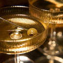 Ribbed Coupe Cocktail Glasses 8 oz | Set of 4 (Clear)