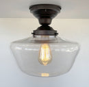 Large Clear Glass Schoolhouse Ceiling Light | 12"