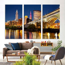 Cleveland City Lights Night Skyline Cityscape View Wall Art by MyGreatCanvas | Canvas Wall Art Prints | Photo Prints & Wall Decor