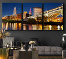 Cleveland City Lights Night Skyline Cityscape View Wall Art by MyGreatCanvas | Canvas Wall Art Prints | Photo Prints & Wall Decor