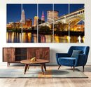 Cleveland City Lights Night Skyline Cityscape View Wall Art by MyGreatCanvas | Canvas Wall Art Prints | Photo Prints & Wall Decor