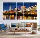 Cleveland City Lights Night Skyline Cityscape View Wall Art by MyGreatCanvas | Canvas Wall Art Prints | Photo Prints & Wall Decor