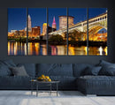 Cleveland City Lights Night Skyline Cityscape View Wall Art by MyGreatCanvas | Canvas Wall Art Prints | Photo Prints & Wall Decor