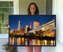 Cleveland City Lights Night Skyline Cityscape View Wall Art by MyGreatCanvas | Canvas Wall Art Prints | Photo Prints & Wall Decor