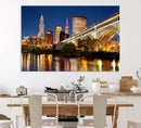 Cleveland City Lights Night Skyline Cityscape View Wall Art by MyGreatCanvas | Canvas Wall Art Prints | Photo Prints & Wall Decor