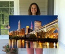 Cleveland City Lights Night Skyline Cityscape View Wall Art by MyGreatCanvas | Canvas Wall Art Prints | Photo Prints & Wall Decor