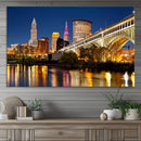 Cleveland City Lights Night Skyline Cityscape View Wall Art by MyGreatCanvas | Canvas Wall Art Prints | Photo Prints & Wall Decor
