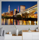 Cleveland City Lights Night Skyline Cityscape View Wall Art by MyGreatCanvas | Canvas Wall Art Prints | Photo Prints & Wall Decor
