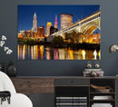 Cleveland City Lights Night Skyline Cityscape View Wall Art by MyGreatCanvas | Canvas Wall Art Prints | Photo Prints & Wall Decor