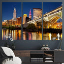 Cleveland City Lights Night Skyline Cityscape View Wall Art by MyGreatCanvas | Canvas Wall Art Prints | Photo Prints & Wall Decor