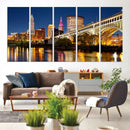 Cleveland City Lights Night Skyline Cityscape View Wall Art by MyGreatCanvas | Canvas Wall Art Prints | Photo Prints & Wall Decor