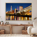 Cleveland City Lights Night Skyline Cityscape View Wall Art by MyGreatCanvas | Canvas Wall Art Prints | Photo Prints & Wall Decor