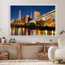 Cleveland City Lights Night Skyline Cityscape View Wall Art by MyGreatCanvas | Canvas Wall Art Prints | Photo Prints & Wall Decor